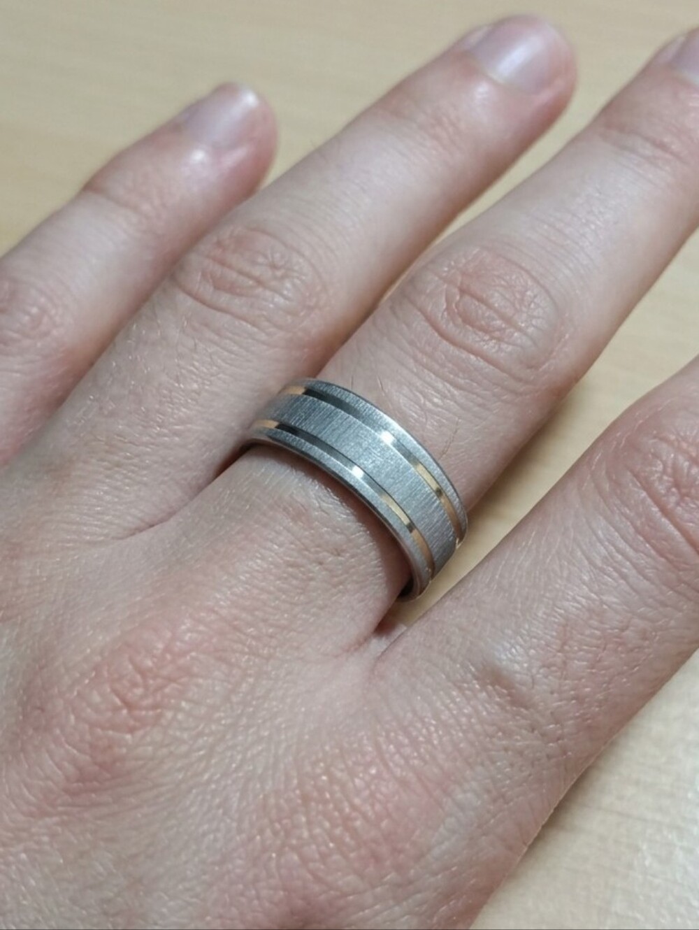 Men's  Stainless Steel Band Ring - Silver  Size 11